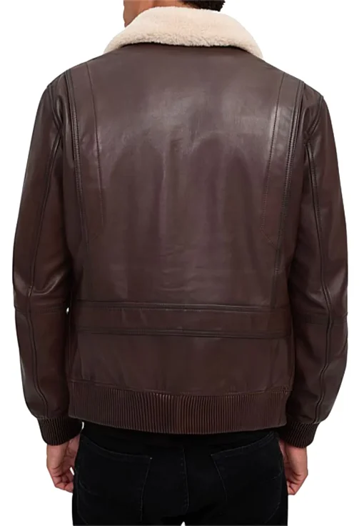 mens-brown-faux-leather-shearling-collar-bomber-jacket