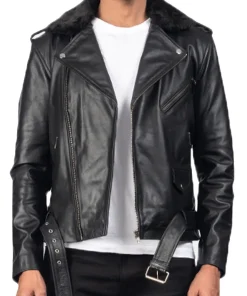 mens-fur-collar-black-faux-leather-biker-jacket