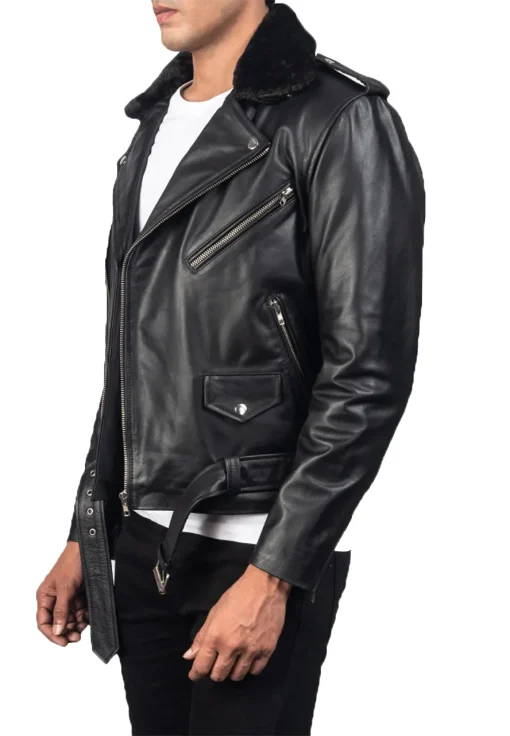 mens-fur-collar-black-faux-leather-biker-jacket