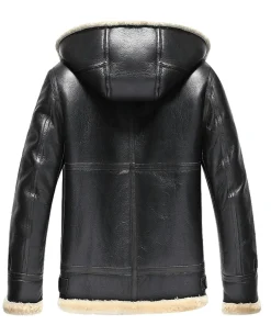 mens-hooded-black-faux-leather-shearling-jacket
