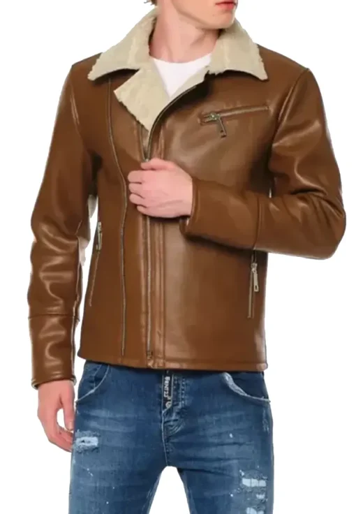 mens-moto-brown-faux-leather-shearling-jacket