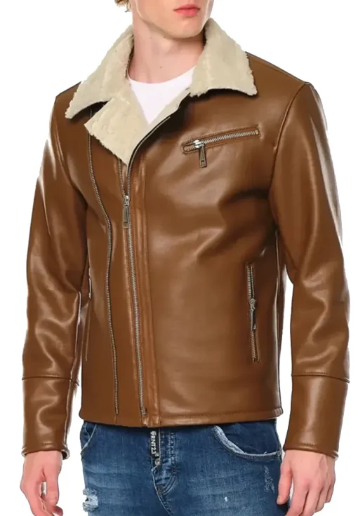 mens-moto-brown-faux-leather-shearling-jacket