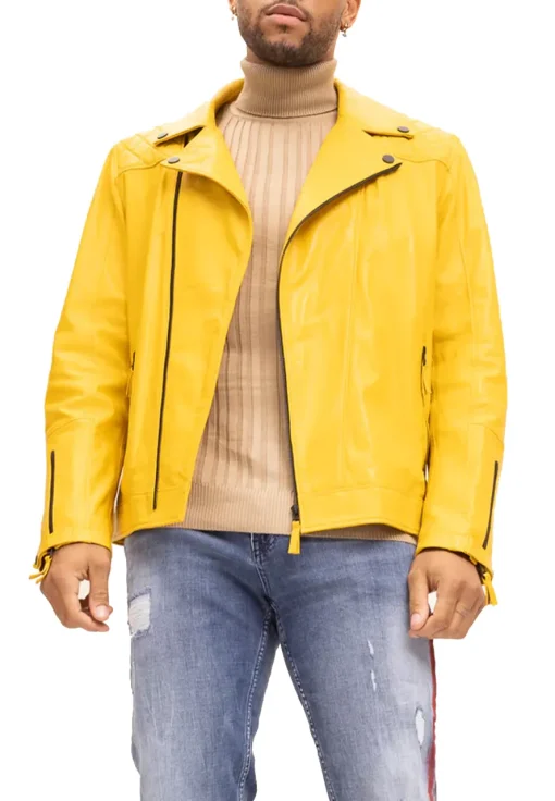 mens-motorcycle-yellow-faux-leather-jacket