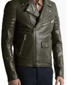 mens-olive-green-faux-leather-biker-jacket