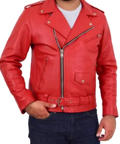 mens-red-faux-leather-rock-biker-jacket