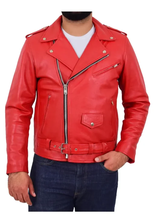 mens-red-faux-leather-rock-biker-jacket