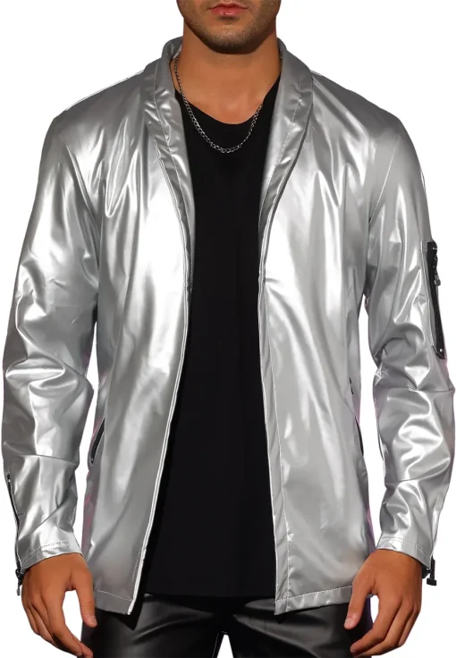 mens-shawl-collar-silver-faux-leather-jacket