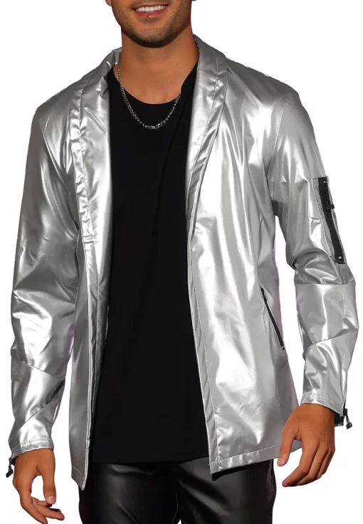 mens-shawl-collar-silver-faux-leather-jacket