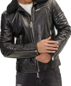 mens-shearling-collar-black-faux-leather-biker-jacket