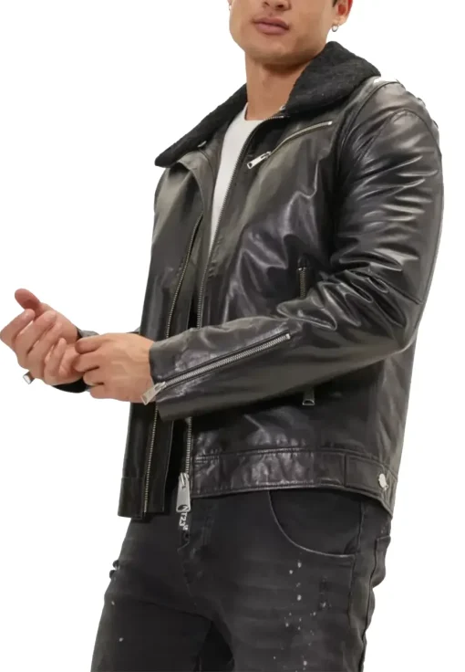 mens-shearling-collar-black-faux-leather-biker-jacket