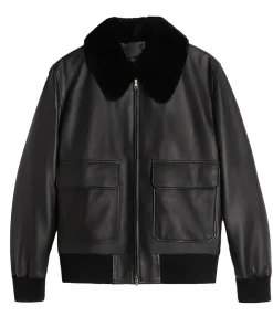 mens-shearling-collar-black-faux-leather-bomber-jacket