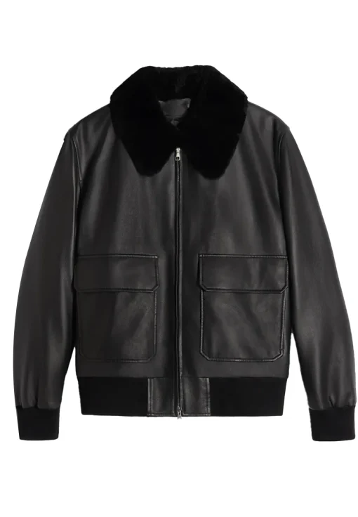 mens-shearling-collar-black-faux-leather-bomber-jacket