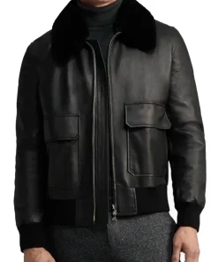 mens-shearling-collar-black-faux-leather-bomber-jacket