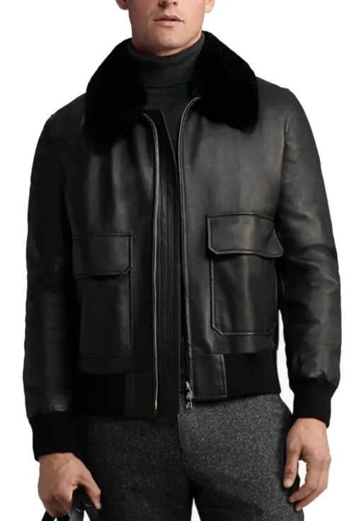 mens-shearling-collar-black-faux-leather-bomber-jacket