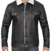 mens-sherpa-lined-black-faux-leather-trucker-jacket