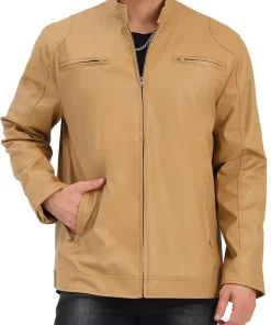 mens-stand-collar-khaki-faux-leather-biker-jacket