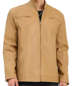 mens-stand-collar-khaki-faux-leather-biker-jacket