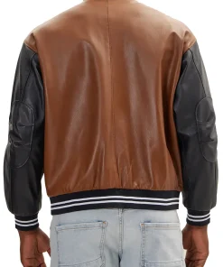 mens-two-tone-brown-and-black-faux-leather-bomber-jacket