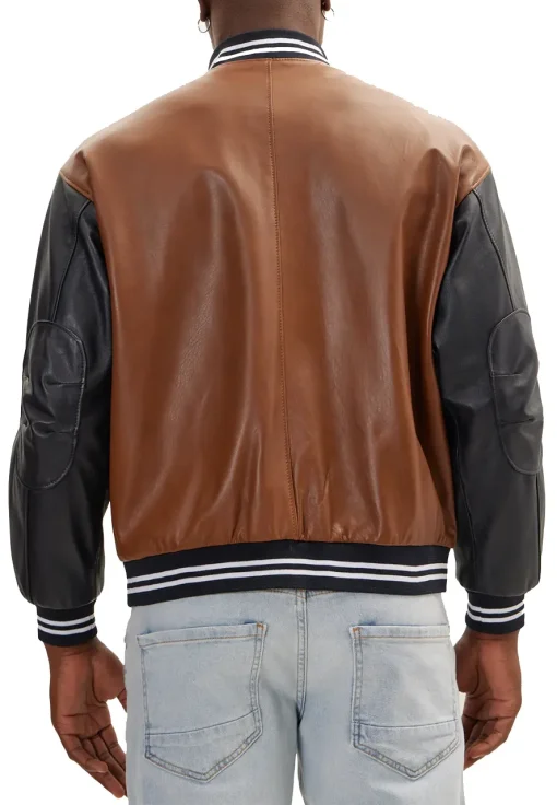 mens-two-tone-brown-and-black-faux-leather-bomber-jacket