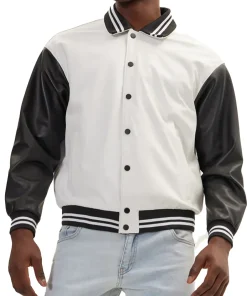 mens-white-and-black-faux-leather-bomber-jacket