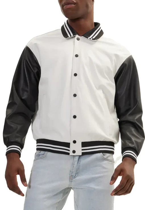 mens-white-and-black-faux-leather-bomber-jacket
