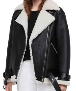 womens-belted-black-faux-leather-shearling-biker-jacket