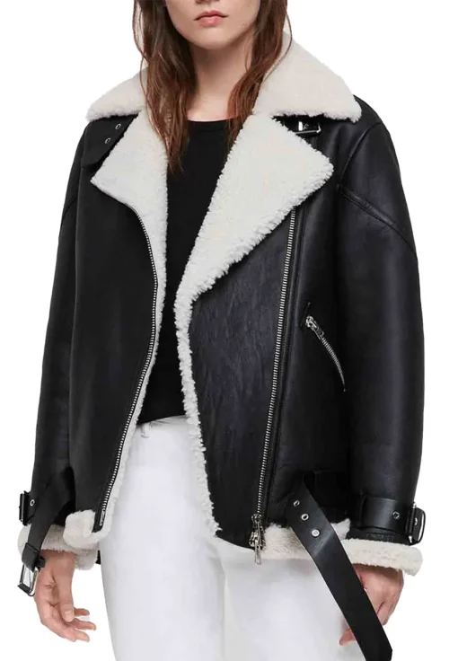 womens-belted-black-faux-leather-shearling-biker-jacket