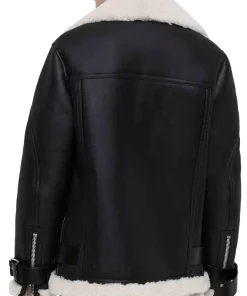 womens-belted-black-faux-leather-shearling-biker-jacket