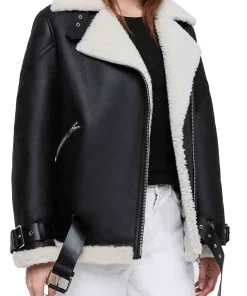 womens-belted-black-faux-leather-shearling-biker-jacket