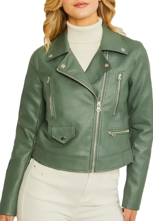 womens-biker-green-faux-leather-jacket