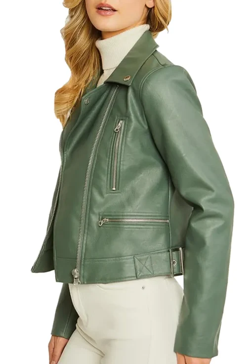 womens-biker-green-faux-leather-jacket