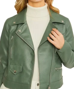 womens-biker-green-faux-leather-jacket