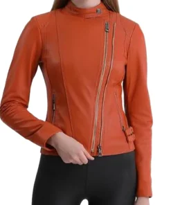 womens-biker-orange-faux-leather-jacket