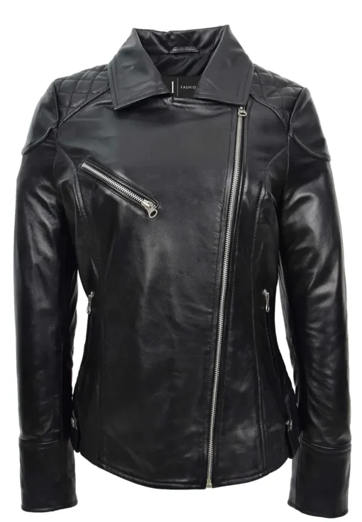 womens-black-biker-faux-leather-cross-zip-jacket