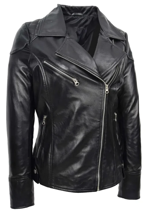 womens-black-biker-faux-leather-cross-zip-jacket