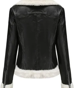 womens-black-biker-faux-leather-shearling-jacket