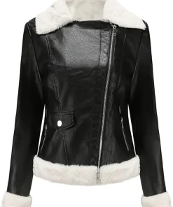 womens-black-biker-faux-leather-shearling-jacket