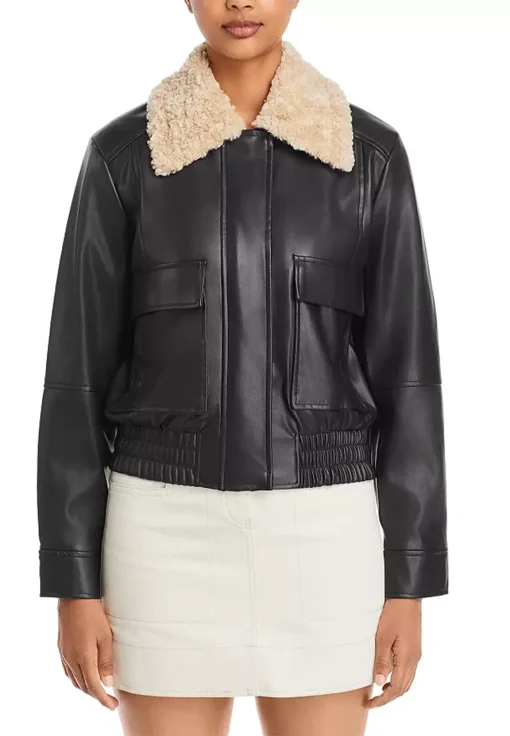 womens-black-faux-leather-bomber-jacket-with-shearling-collar