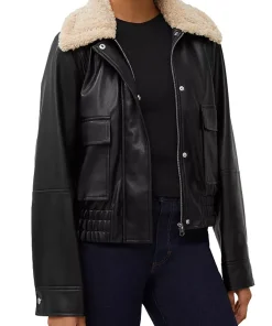 womens-black-faux-leather-bomber-jacket-with-shearling-collar