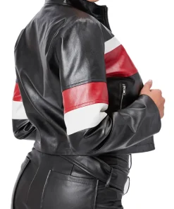 womens-black-faux-leather-crop-jacket-with-red-and-white-stripes