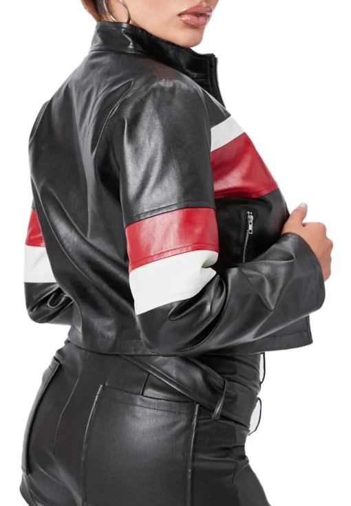 womens-black-faux-leather-crop-jacket-with-red-and-white-stripes