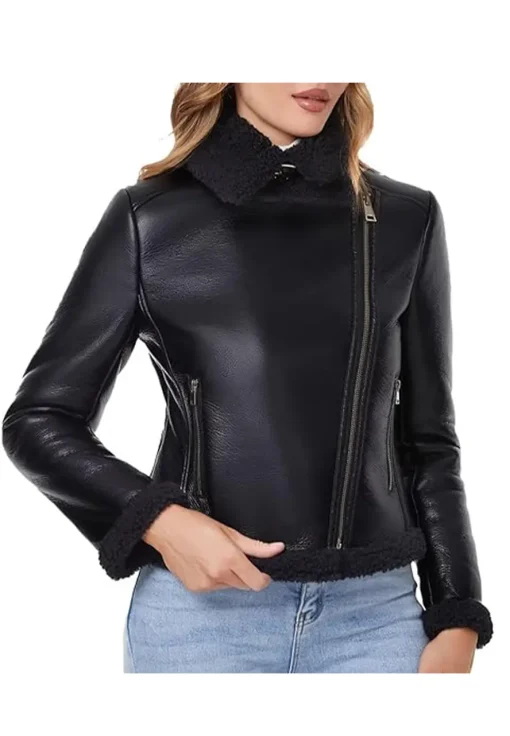 womens-black-faux-leather-faux-shearling-jacket
