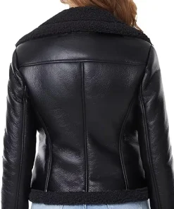 womens-black-faux-leather-faux-shearling-jacket