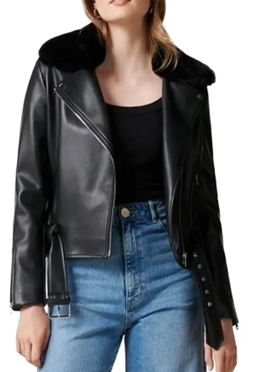 womens-black-faux-leather-fur-collar-biker-jacket