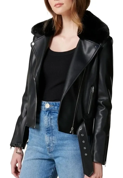 womens-black-faux-leather-fur-collar-biker-jacket