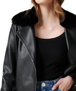 womens-black-faux-leather-fur-collar-biker-jacket
