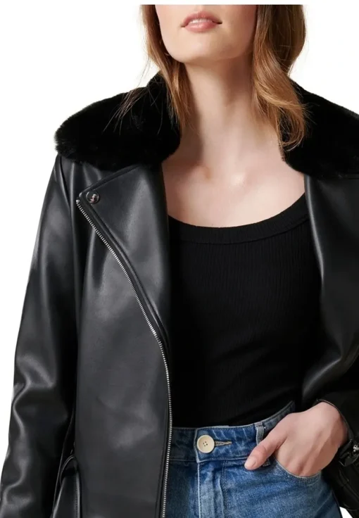 womens-black-faux-leather-fur-collar-biker-jacket