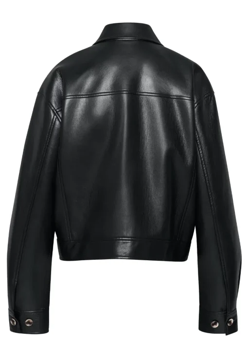 womens-black-faux-leather-shirt-jacket