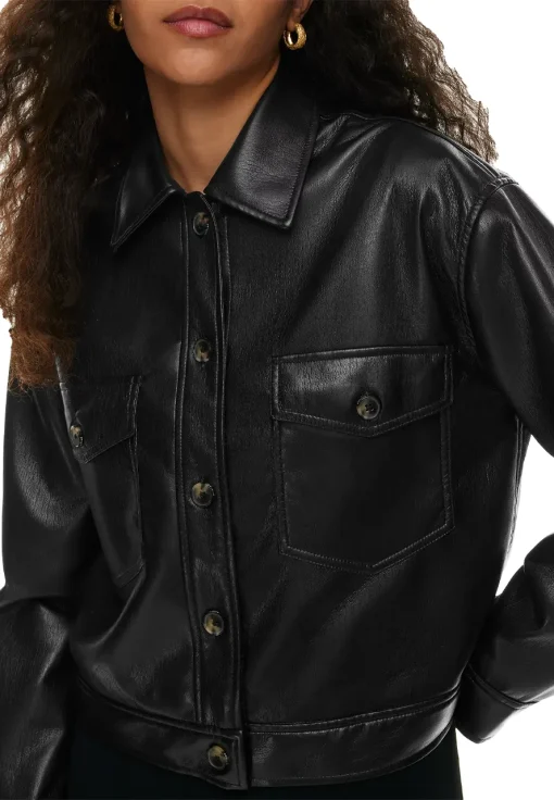 womens-black-faux-leather-shirt-jacket