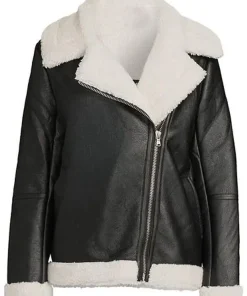 womens-black-faux-leather-white-shearling-jacket